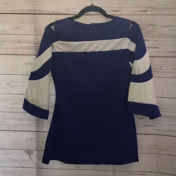 Blue color block blouse - Picture 3 of 6